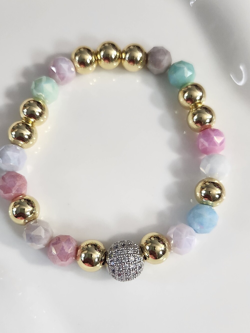 Cotton Candy Two Tone Beaded Bracelet - Picture 1 of 4
